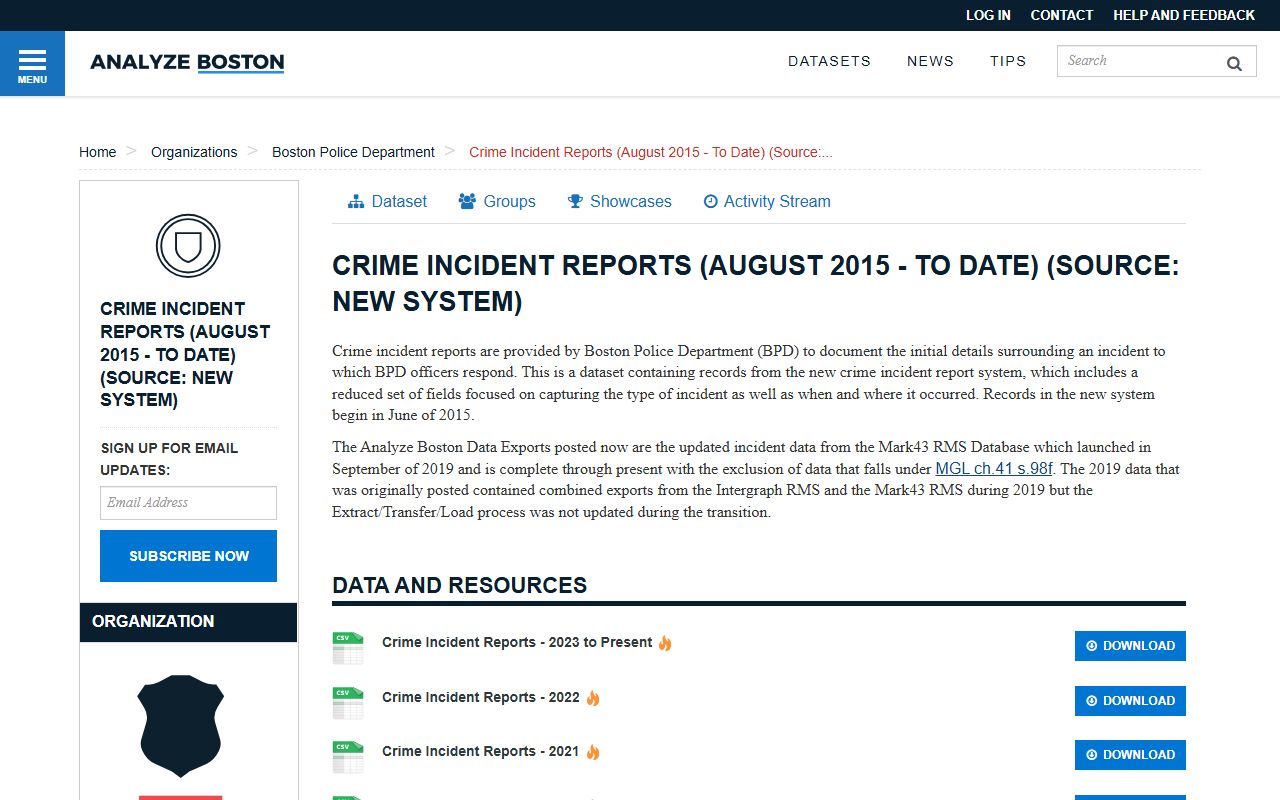 Boston crime data portal for Suffolk County busted mugshots research