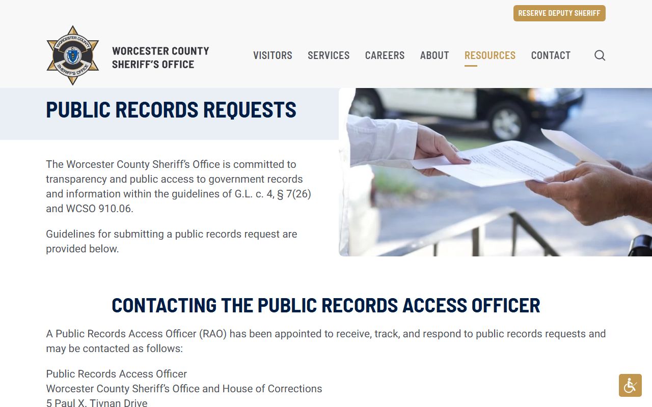 Worcester County public records request information for busted mugshots